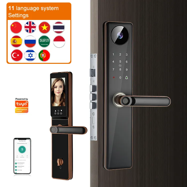 Hoge Kwaliteit Hotel Home Tuya Smart Digitaal Deurslot Code Keyless Ic Card Biometrische Vingerafdruk Slimme Deurknop Slot