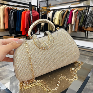 <b>Hot</b> Fashion Solid Party Women Chain Shoulder Vintage Clutch <b>Bag</b> Shiny New Designer Ladies Satin Pearl - Product Image 2