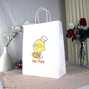 Wholesale Reusable Food Cake Shopping Custom Recycled Kraft Paper Bags with Kraft Handle Black/<b>Brown</b>/White Options Your Own Logo - Product Image 3
