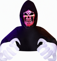 Modèle gonflable homme demi-corps 1,8 m, robe noire visage fantôme, éclairage LED, pour décoration de jardin et festival d'Halloween