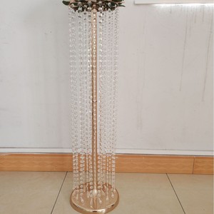 Soporte de Flores de Metal Dorado de Lujo para Bodas, Centro de Mesa con Cuentas de Cristal, Soporte Floral para Eventos, Fiestas, Escenarios y Decoración - Product Image 6