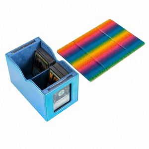 Boîte de rangement portable pour jeux de cartes en PVC à dégradé arc-en-ciel avec fenêtre, étui pour deck à coins carrés, impression couleur intégrale - Product Image 4