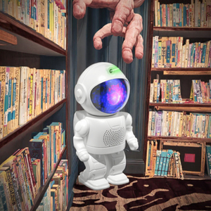 Moderna Lampada Notturna LED a Forma di Astronauta, Alimentata USB, Corpo in ABS di Piccole <span class=keywords><strong>Dimensioni</strong></span>, Telecomando, Proiettore Galattico con Controllo Vocale per Camera da Letto - Product Image 3