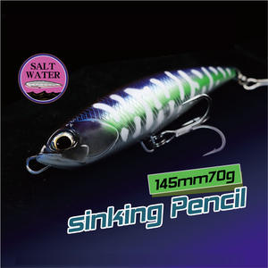 Stock Big Sinking Pencil Stick 145mm 70g GT Tuna Marlin Asesino de agua salada Buceo profundo Pesca Señuelo duro artificial - Product Image 4