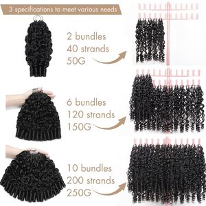 Extensions de <span class=keywords><strong>cheveux</strong></span> humains <span class=keywords><strong>bouclés</strong></span> au crochet, tresses sans nœuds, mèches de <span class=keywords><strong>cheveux</strong></span> humains <span class=keywords><strong>bouclés</strong></span> birmans pré-bouclées - Product Image 2
