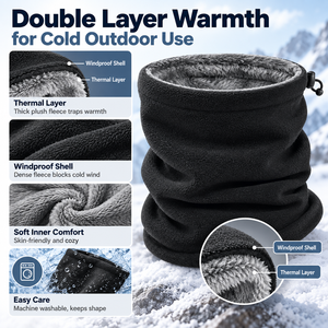 <span class=keywords><strong>Cagoule</strong></span> thermique double couche hiver, isolante, en polaire épaisse, coupe-vent, sous-casque, masque facial pour ski, cyclisme, travail extérieur - Product Image 3