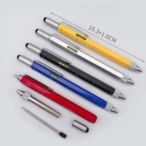 Stylo multifonctionnel 6 en 1 en métal avec règle, niveau, forme hexagonale, tournevis, écran tactile, outil multifonctionnel de poche - Product Image 4