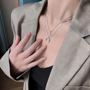 Eight <b>Star</b> Double Layers Necklace Female INS Stainless Steel Pendant Simple <b>Light</b> Luxury Temperament Clavicle Necklace - Product Image 2