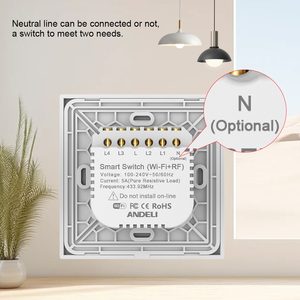 Interruttore intelligente certificato EU con pannello in vetro con Design Touch pannello comando vocale impermeabile 220V 10A filo neutro opzionale Smart Life - Product Image 3