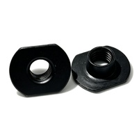Écrou de soudure à bride irrégulière en acier au carbone, finition oxyde noir, pour fixation par clinchage de tôles métalliques, pour connexion d'armoires et de boîtiers