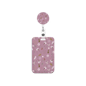 Wholesale small floral print epoxy round easy-pull <b>buckle</b> back <b>clip</b> name tag ID badge factory badge employee lanyard card - Product Image 2