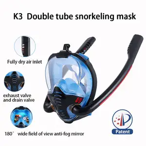 Tubos de esnórquel de cara completa, equipo de moldes para máscara de buceo, máscara de buceo de doble tubo, listo para enviar