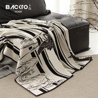 Luxe doux 100% coton peigné tricot haute qualité couverture d'hiver haut de gamme grue motif jeter couverture pour salon canapé
