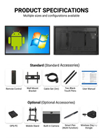 Tableau blanc interactif intelligent pour l'enseignement, écran tactile LCD HD de 55, 65, 75, 86, 98 et 110 pouces