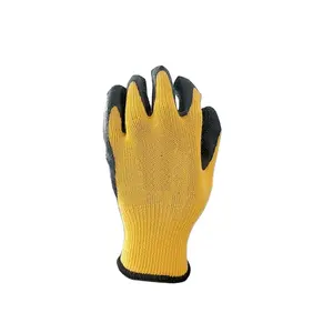 Personal protective equipment crinkle finish anti slip custom logo oil resistant CE EN 388 latex coated safety gloves