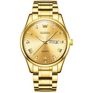 Reloj de Pulsera de Cuarzo para Hombre, OEM 5563, Acero Inoxidable Dorado, Lujoso, Personalizado, Luminoso, Deportivo, con Fecha, Resistente al Agua, para Regalo - Product Image 1
