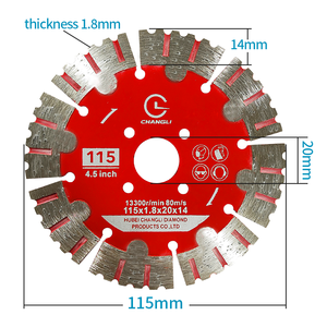 Lama sega diamantata segmentata Changli 4-1/2 pollici 115mm diamantata scanalatura a punta scanalatura lama sega per muratura in mattoni - Product Image 4