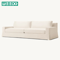 Juego de Sofás Chesterfield Modernos de Lujo Ligero para Villa, Estructura de Madera Maciza, Sofá Cama Modular, Tapicería de Lino con Esponja Acolchada, Cómodo