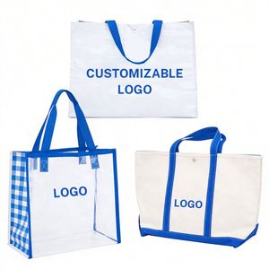 Sac fourre-tout en toile de coton imprimé personnalisable avec logo, poignée et fermeture éclair, idéal pour les courses et le transport en gros - Product Image 1