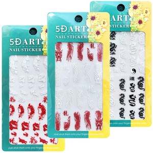 Pegatinas de Alta Calidad para Decoración de Uñas, Pegatinas 5D con Relieve, Diseño de Calavera, Calabaza y Flores Variadas - Product Image 1