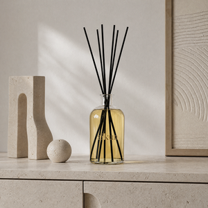 Aikun Low MOQ Fast Response 1000ml Clear Round Glass Gold Printed Logo <b>Reed</b> <b>Diffuser</b> Set Cream Box Custom Lasting Scent for Shop - Product Image 3