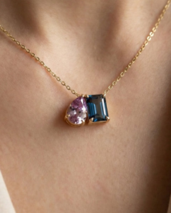 New Customised <b>Birthstone</b> Gemstone Pendant 14K Gold Link Chain Cute Engagement Wedding Dainty <b>Necklace</b> - Product Image 1