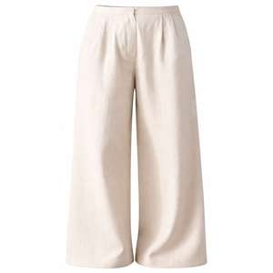 Pantaloni da Donna su Misura a Gamba Larga in <span class=keywords><strong>Lino</strong></span> Colore <span class=keywords><strong>Beige</strong></span> Abbigliamento Femminile Fornitore di Abbigliamento di Qualità - Product Image 5
