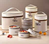 Conteneur isotherme pour repas, boîte à lunch thermique en acier inoxydable, pot de cuisson thermique portable, boîte à double couche de forme ronde