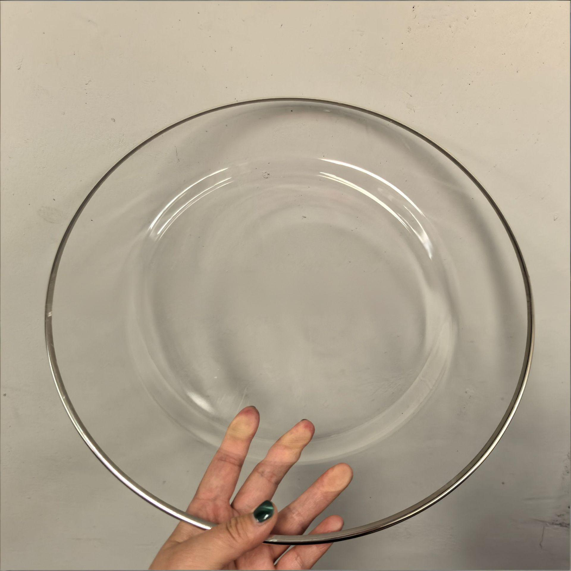15cm silver rim plain glass