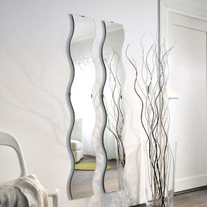 Miroir mural en aluminium ondulé en forme de S, décoration d'intérieur contemporaine faite à la main, avec papier auto-adhésif décoratif - Product Image 3