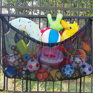 Sac de rangement pour jouets d'enfants, 145x86cm, crochet en maille, accessoire de piscine, organisateur d'équipement de natation en plein air polyvalent, noir - Product Image 3