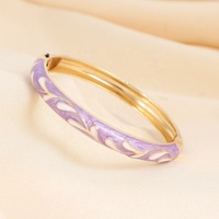 Gelang Manset Paduan Enamel Warna-warni Grosir Berlapis Emas Motif Bunga Aksesoris Perhiasan Wanita Modis Lucu