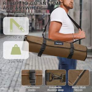 Free sample Handmade Waxed Canvas Chef <b>Knife</b> Roll - 15 <b>Knife</b> Slots Card <b>Holder</b> and Zippered Pocket Genuine Leather - Product Image 3