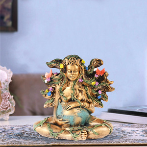 Estatua de la <span class=keywords><strong>Madre</strong></span> Tierra Gaia 2024, Nuevas Manualidades de Resina, Adornos BCA42, Diosa de la Tierra con Mariposa para Decoración del Hogar - Product Image 3