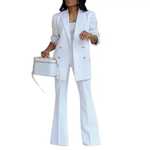 Fashionable Women Long Sleeve Solid Color Suit Pants Set For Women Formal Suit office suit