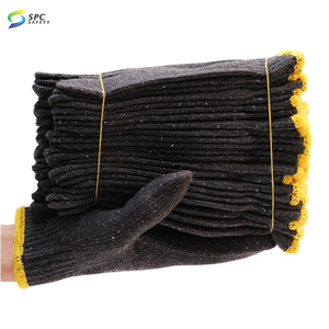Guantes de trabajo de seguridad de punto de hilo de polialgodón antisuciedad negros para manejo de almacenes de fábrica de construcción industrial reutilizables duraderos - Product Image 4