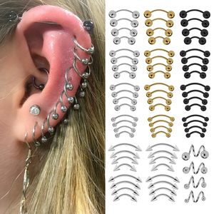 Tamaño personalizado DIY de acero inoxidable chapado en oro pendientes de tuerca bola hilo interno pendientes nariz labio moda Piercing joyería - Product Image 6