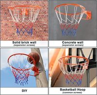 Panier de basket-ball avec filet, tube en acier + nylon, rouge + bleu + blanc, diamètre 46 cm