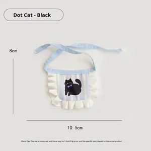 ผ้ากันเปื้อนสัตว์เลี้ยงสำหรับฤดูร้อน ผ้าเช็ดน้ำลายสำหรับแมวและสุนัข ทำจากผ้าโพลีเอสเตอร์ งานแฮนด์เมด ลายการ์ตูนน่ารัก พร้อมปกผ้าลูกไม้ - Product Image 6