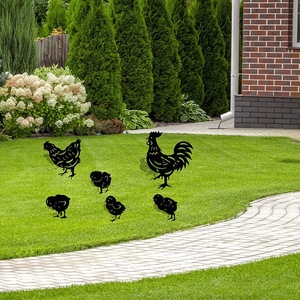 Sculpture d'art en métal personnalisé métal découpe Laser Animal coq <span class=keywords><strong>jardin</strong></span> Silhouette cour Art <span class=keywords><strong>jardin</strong></span> pieu ferme décoration - Product Image 6