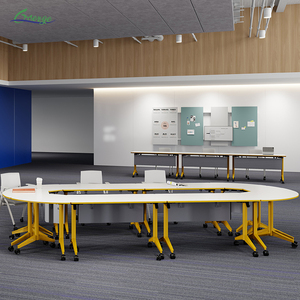 Mesa <span class=keywords><strong>de</strong></span> Conferencia Modular Moderna <span class=keywords><strong>de</strong></span> Alta Calidad con Tapa Abatible, Mesa <span class=keywords><strong>de</strong></span> Entrenamiento Plegable <span class=keywords><strong>para</strong></span> Oficina y Escuela, Diseño Plegable Conveniente - Product Image 2