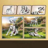 DK7075 Modelo de Perro Dálmata 3 en 1, 1869 Piezas, Figura de Mascota con Articulaciones Móviles, Coleccionable de Escritorio, Juego de Bloques de Construcción para Armar