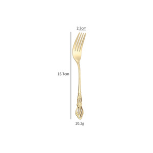 Set di posate in acciaio inox corte reale con manico antico monouso cucchiai d'oro argenteria per matrimoni ed eventi - Product Image 6