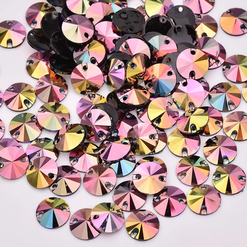 10 12 16 18 mm brillo marrón AB ronda Rivoli apliques Rhinestone Flatback piedras de cristal de Strass diamantes de imitación de diamante