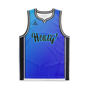 Maillot de basket Healy Bold Blue, col en V, sans manches, en mesh, impression sublimée, unisexe, adulte, coupe classique, respirant, toutes saisons - Product Image 1
