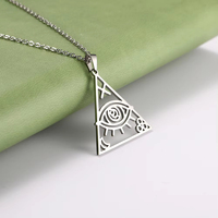 Collar de Acero Inoxidable de Moda con Colgante de Pirámide Egipcia, Ojo Turco y Triángulo Illuminati, Doble Cadena, Joyería al por Mayor para Mujer