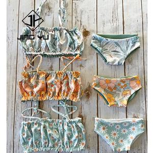 Maillot de bain professionnel OEM personnalisé, imprimé, recyclable, de haute qualité, deux pièces plissé pour enfant - Product Image 5