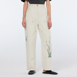 กางเกงผู้หญิงขาบานผ้าคอตตอนปักลายทแยงแฟชั่น Y2K OEM กางเกงคาร์โก้ปกติเอวสูงลำลองสำหรับฤดูร้อน - Product Image 1