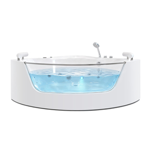 Baignoire d'angle moderne en acrylique pour 2 personnes, 59 pouces, avec hydromassage, chauffage et lumière arc-en-ciel, pour mobilier de salle de bain certifié spa - Product Image 2
