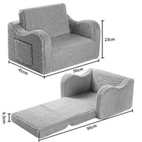 Canapé convertible 2-en-1 en sherpa doux pour tout-petits, personnalisé en gros par l'usine, coussin en peluche pour enfants et canapé modulaire en peluche